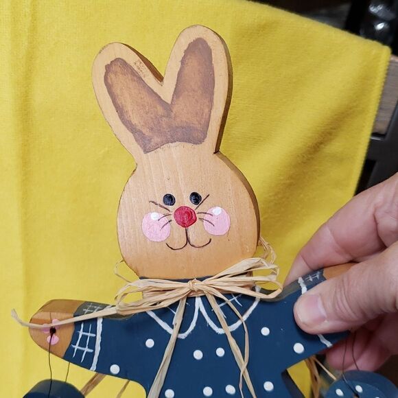 Vintage Hand-Crafted Wooden Easter Bunny Decor - 11" High - Picture 4 of 7